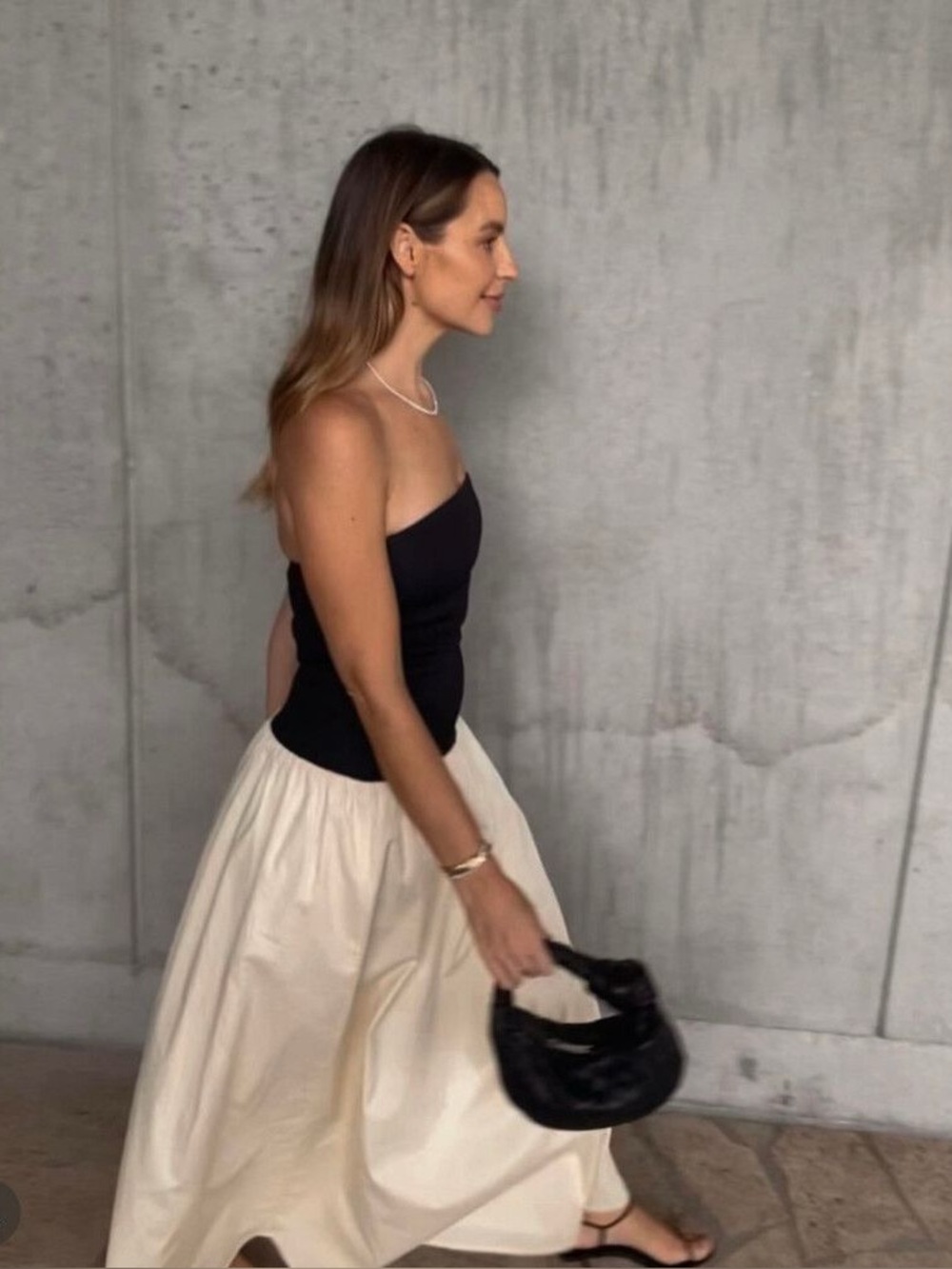 Anna Quan Amyra Strapless Drop Waist Maxi Dress Black Calico